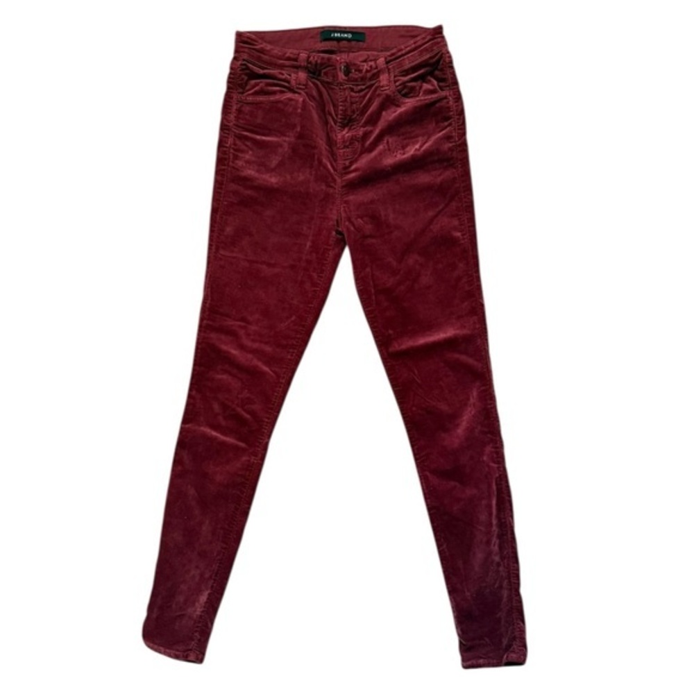 J Brand Maria Indigo Will Sleep Velvet Burgundy Skinny Pants - Size 26